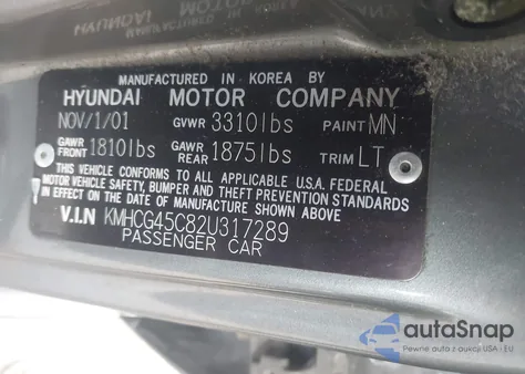 2002 Hyundai Accent Gl из США, поврежденный, VIN KMHCG45C82U317289